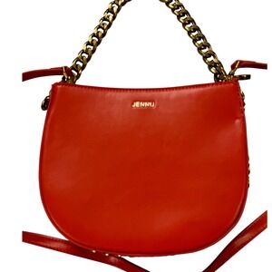 Jennu Zohar Crossbody Bag Orange Red Excellent Chain Strap Vegan Leather